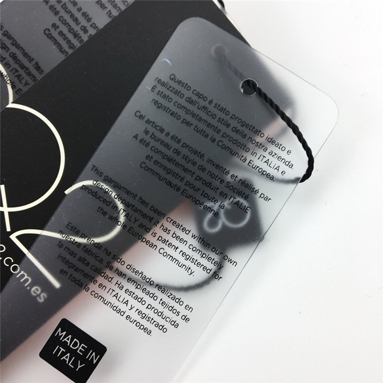 Индивидуальные висячие карточки для одежды, прозрачные матовые пвх пластиковые бумажные висячие бирки для одежды