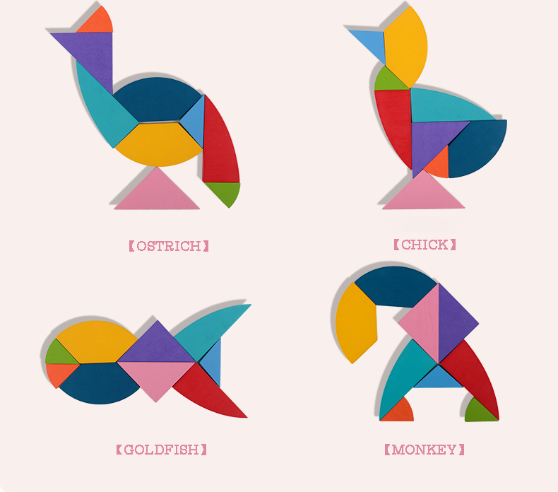 Amazon Classic Tangram Toys New Design Kids Hands-on Skills Training Educational Toys Hot Selling Colorful Wooden Jigsaw Puzzle