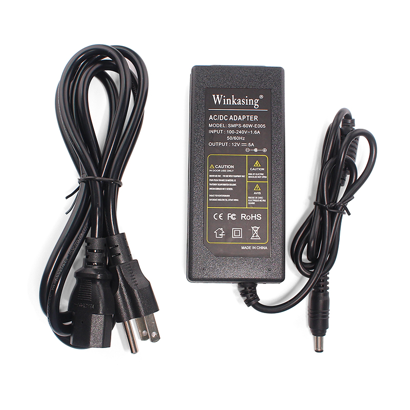 Импульсивный источник питания для рабочего стола ac/dc адаптер питания 12В 5a адаптер источник питания светодиода штепсельная вилка американского стандарта 5,5*2,1 мм вход 100 240 В переменного тока, 50/60 Гц