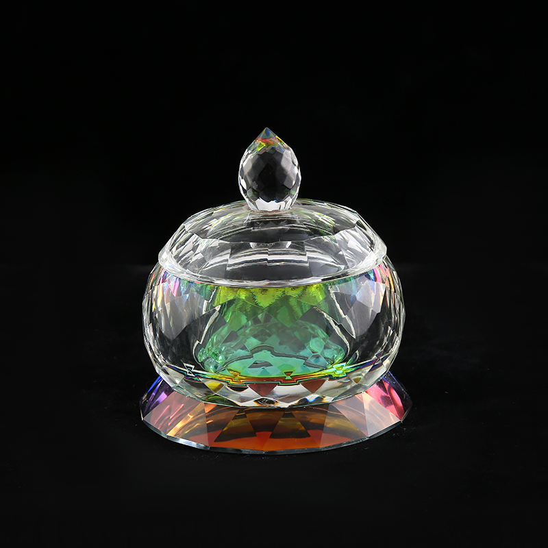 CJ-Hot selling Wholesale Faceted Crystal Sugar Candy Bowl/Jar With Lid