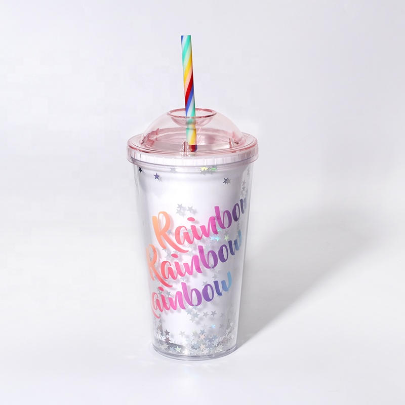 Пластиковые стаканы для воды Girlwill с крышками и соломинками, цветные пластиковые кружки с логотипом на заказ