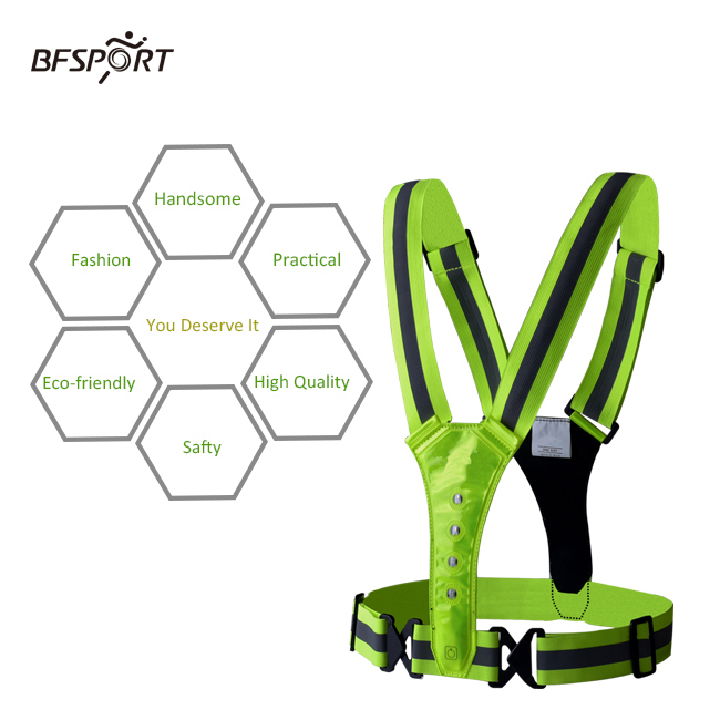 Зеленый светодиодный светоотражающий жилет для бега по низкой цене