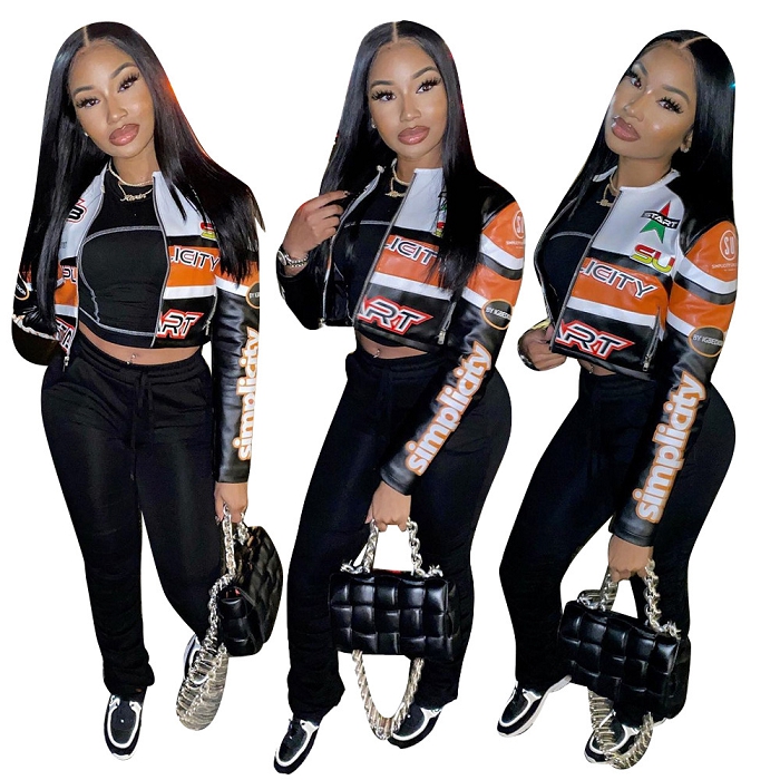 2021 весенние укороченные женские куртки модная одежда для женщин с принтом контрастного цвета