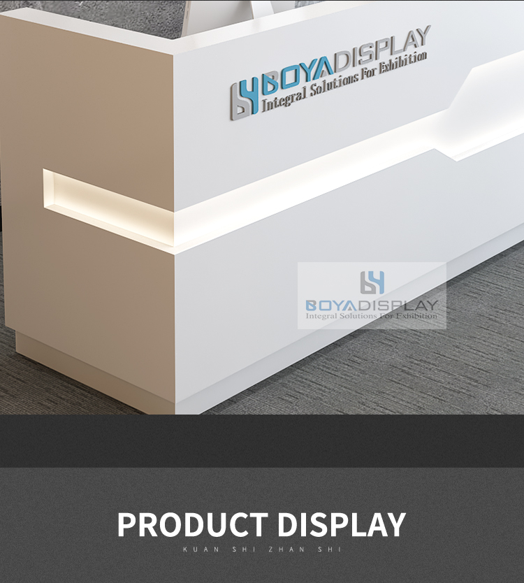 Light luxury white glossy with LED light reception desk salon reception front desk office