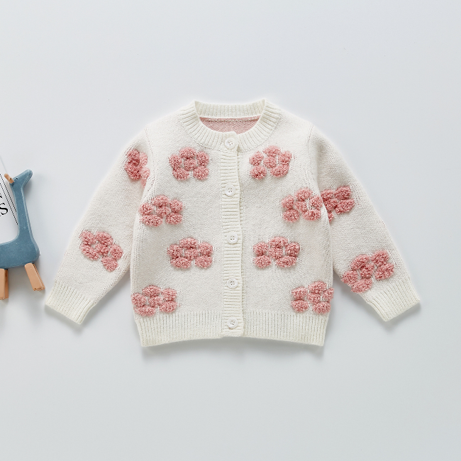 PHB 50621 Новый Кардиган для маленьких девочек с цветочным узором 2021, оптовая цена, свитер на заказ, винтажный