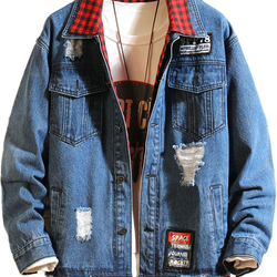 Spring And Autumn Casual Stitching Lattice Hole Fake Two Pieces New Mens Jackets & Coats