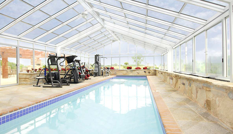 Luxury Modern prefabricated European style aluminium curved glass lowes Sunrooms