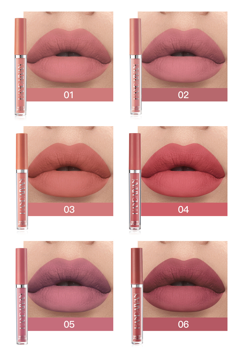 OEM 6 pcs/set Cosmetics Makeup Waterproof Long Lasting Girl Liquid Lipstick Matte Lip Gloss Set