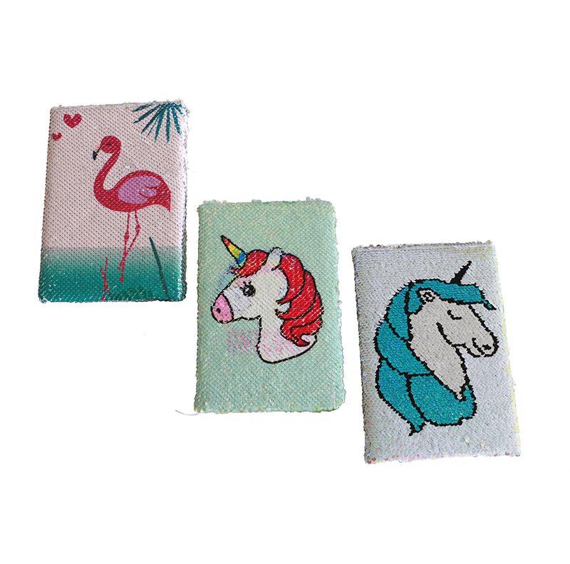 Factory Printing Eco Friendly A5 Waterproof Glitter Sequin Notebook Unicorn Notebook For Christmas Gift