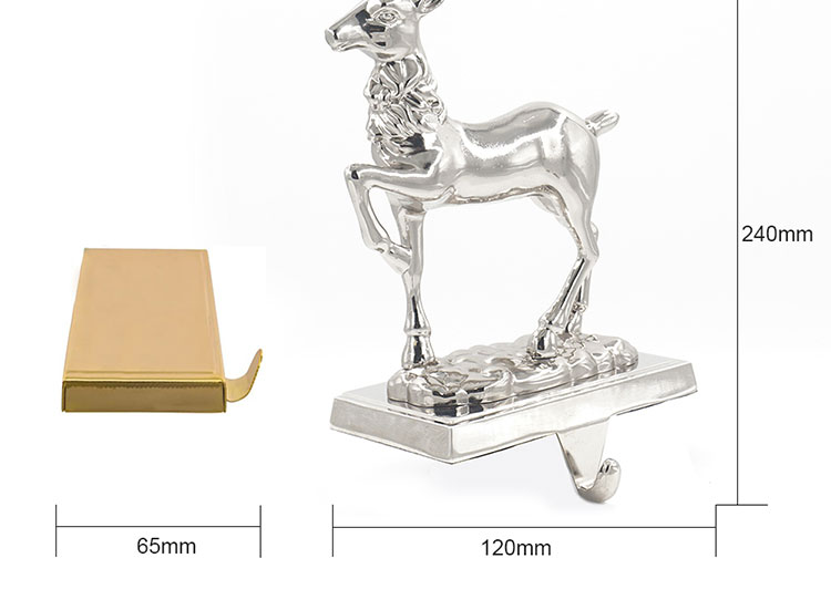Indoor Christmas Decor Neutral Silver 3D Reindeer Stocking Holder Christmas Decorations