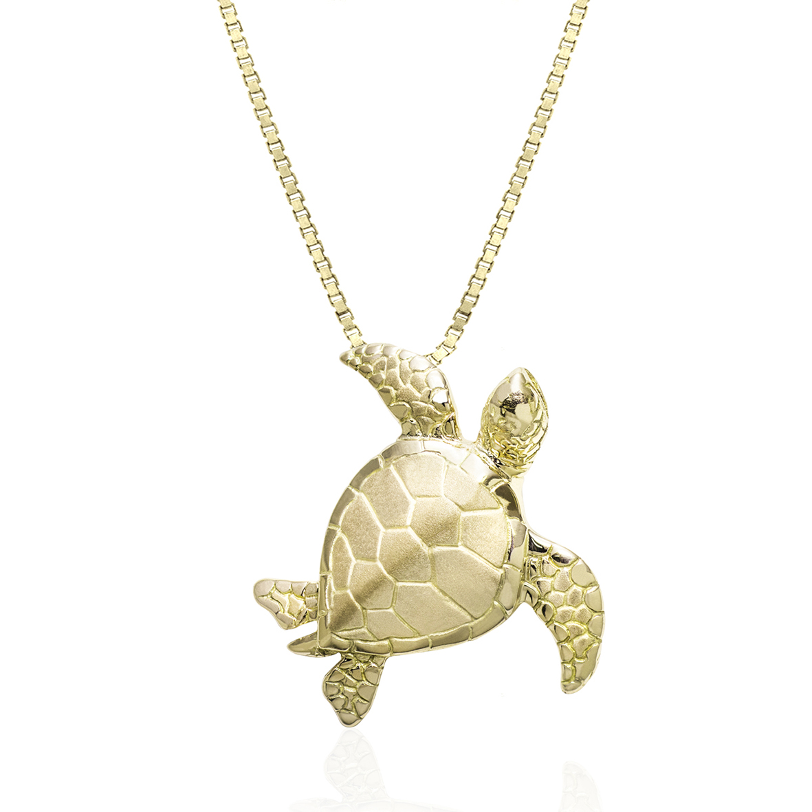 黄色镀金纯银 925 夏威夷honu乌龟吊坠