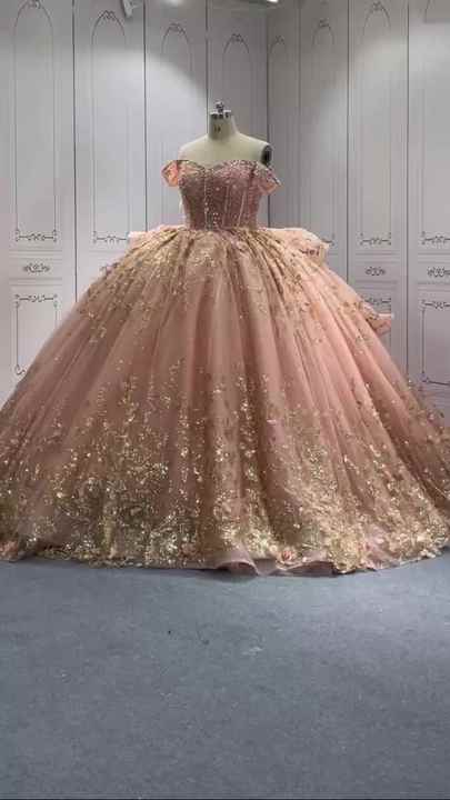 quinceanera dresses coral and gold Crystal Beaded Sweetheart Quinceanera Dresses Ball Gown – Lisposa main image 1