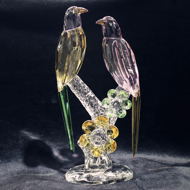 Уникальный ручной работы двойной прозрачные Ласточки с украшением в виде кристаллов стекло животных хрустальных подарков для украшения
