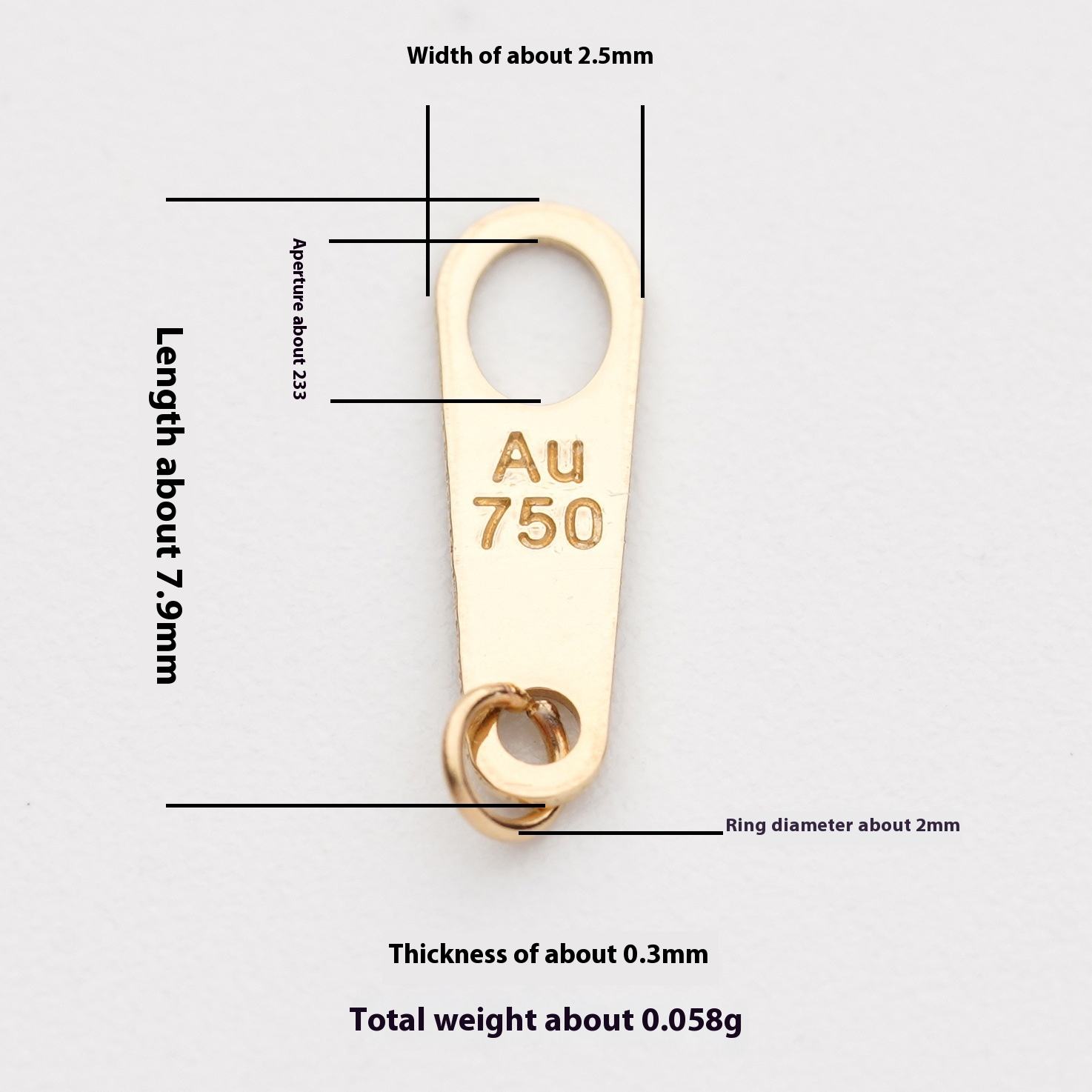 18K Gold Japanese Style Stamp Clip Closed Ring Bracelet