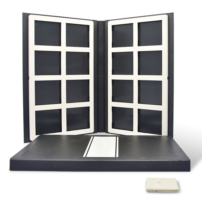 Pleated Curtain Hydrographic Plastic Swatch Folder Book Desktop Acrylic Box Stone Display Rack Quartz Sample Stand