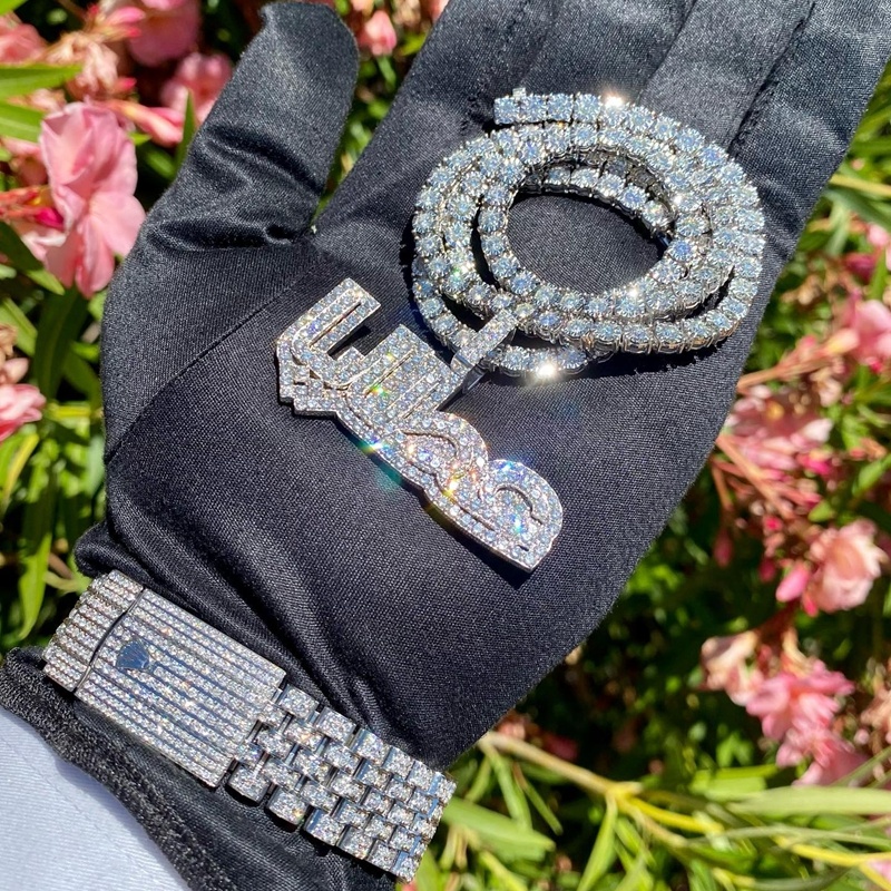 Wholesale Silver Pendant italian 925 Sterling vvs Moissanite Name Custom Necklace Pendant Logo Name Design Pendant