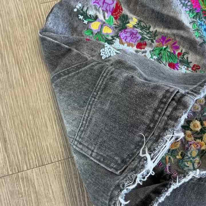 Custom Applique Embroidery Jeans Denim Shorts Streetwear