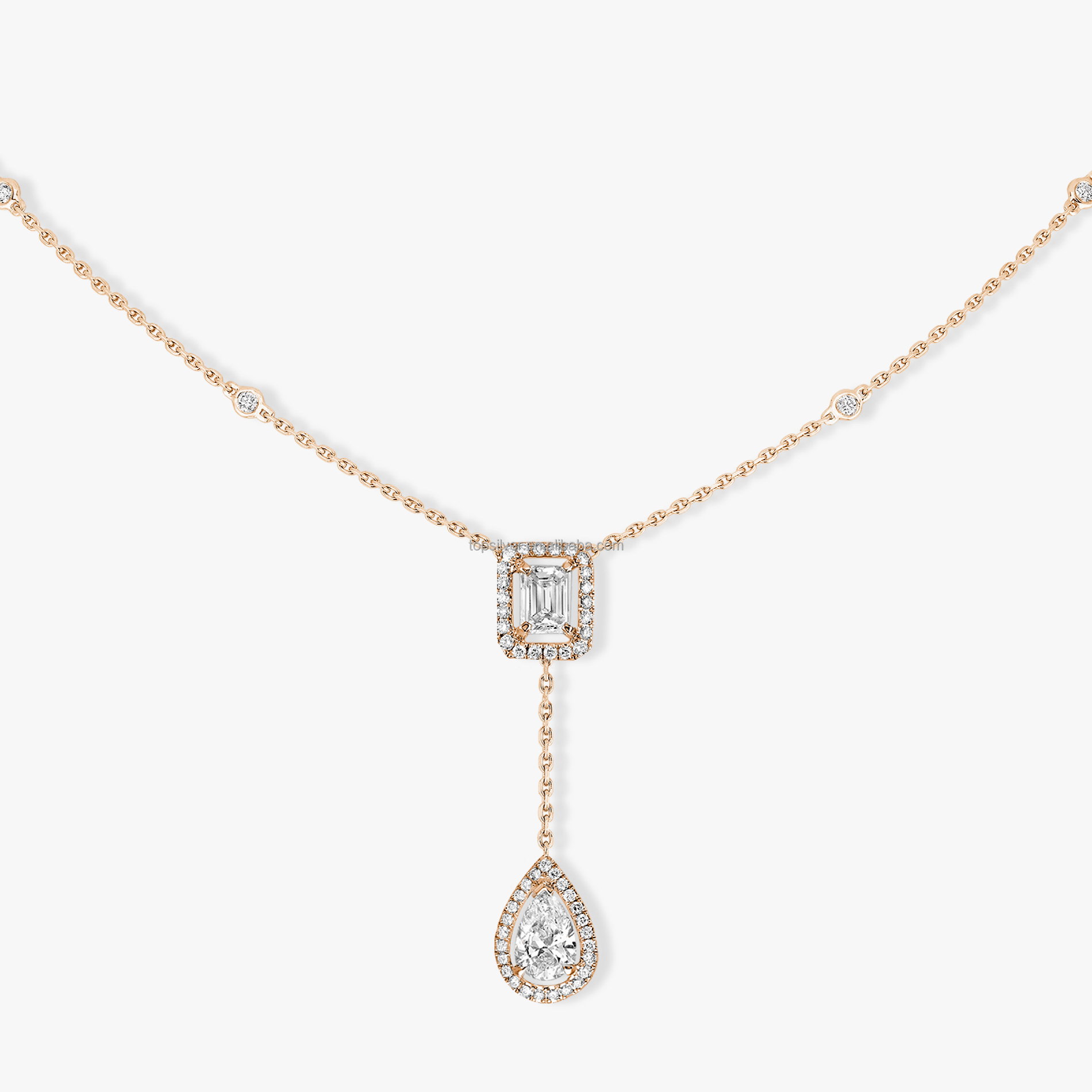 Factory price for AAA GEMS moissanite Twin Diamond Necklace