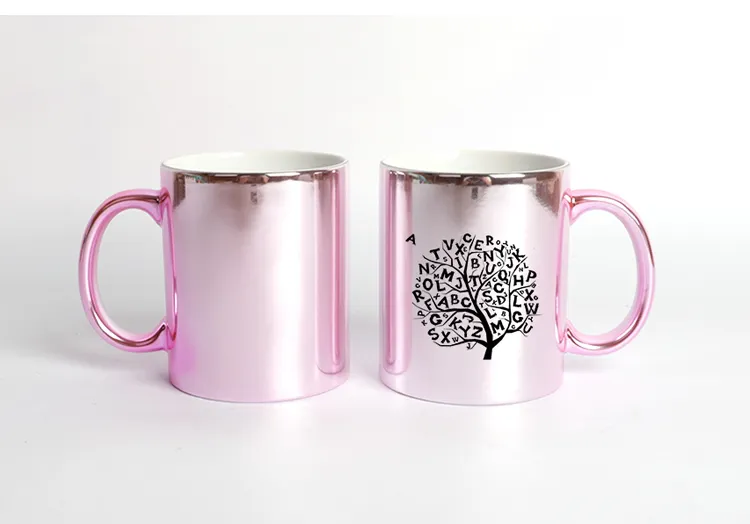 Beautiful mirror pink sublimation mug suppliers electroplate cup wholesale