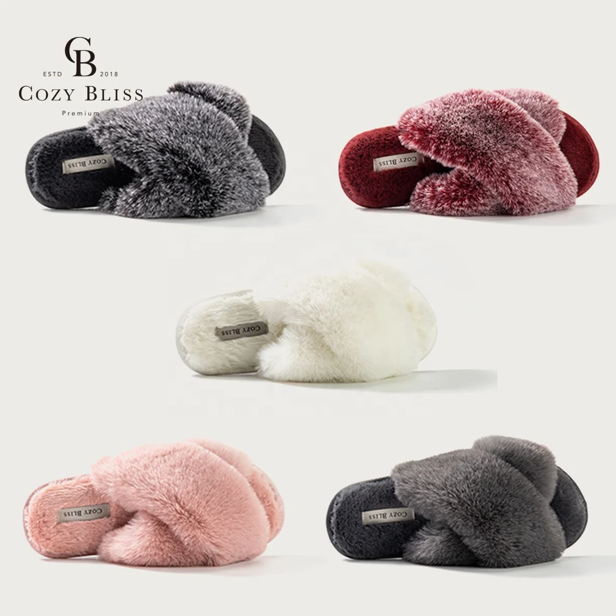 Женские шлепанцы Cozy Bliss, открытый носок, мюли, пушистые домашние тапочки, перекрестные меховые Тапочки