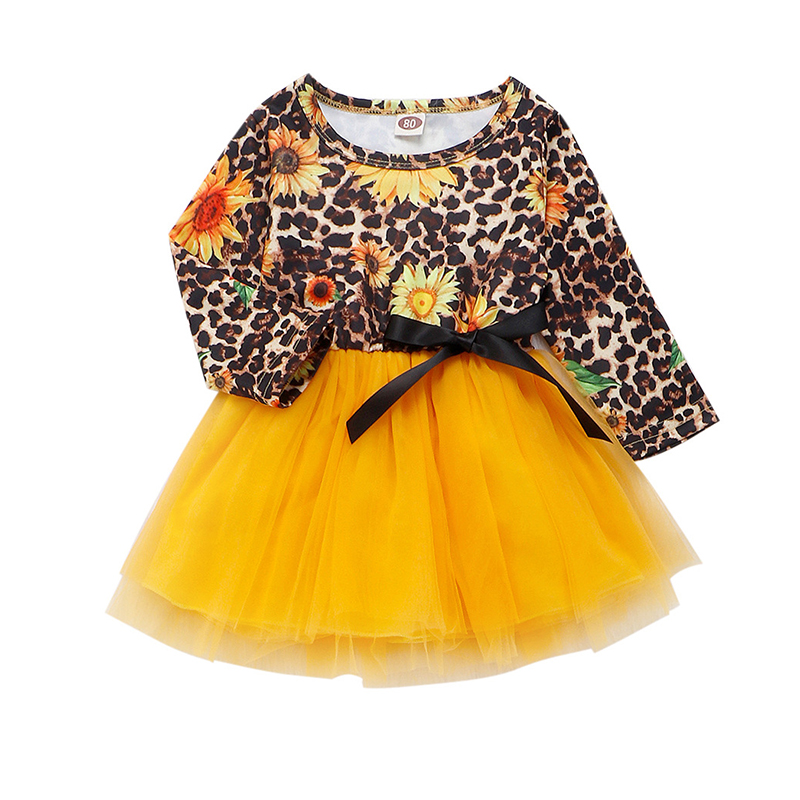 Оптовая продажа, платье для девочек с леопардовым принтом, детское Сетчатое платье для осени, детское платье