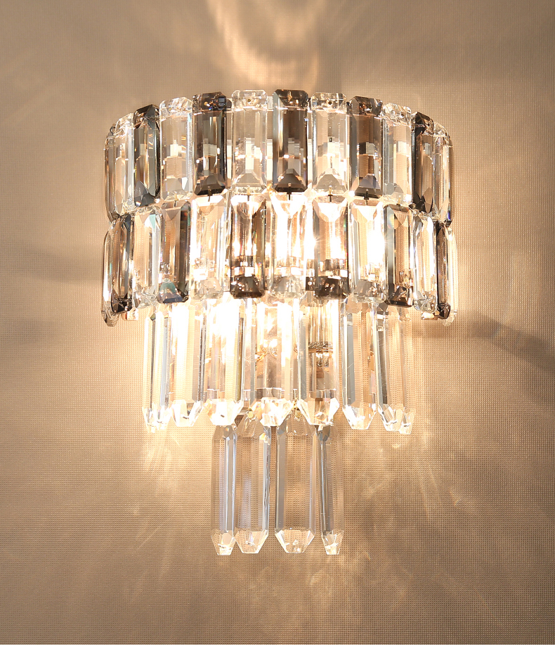 modern clear crystal cube wall lamp made in China Hot sale  energy saving 1*9W  led wall lamp stainless steel chrome