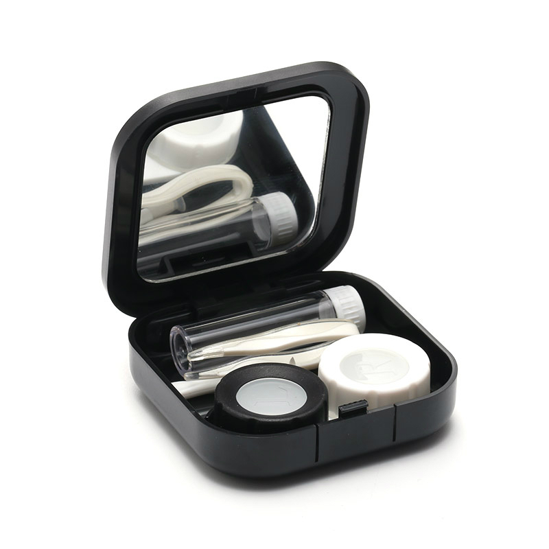 High quality simple style Portable Set Contact Lens mate boxes with tweezers customizable Plastic Contact Lenses cases