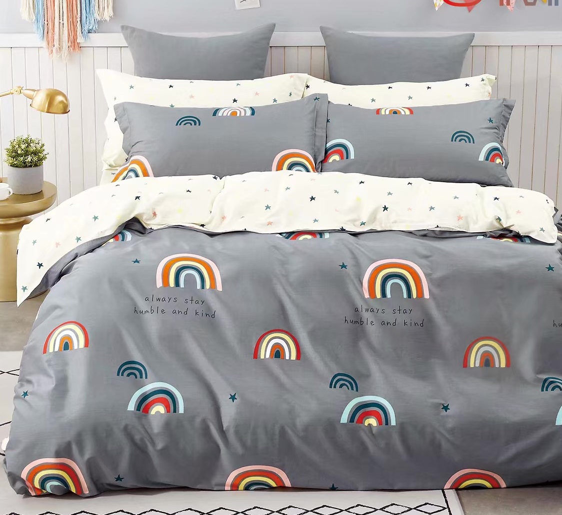 Baby crib bedding Duvet Cover Set 100% Cotton printed Woodland Animal Friends Bear Rabbit Flower Pink Green for kids