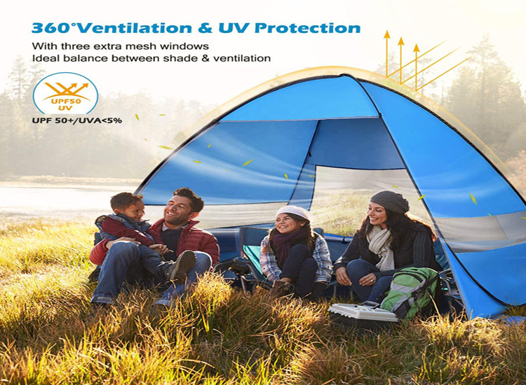 2020 Hot Selling 190T polyester PU Coated Beach Shade Tent Manufacturer, High Quality Low Price UPF50+ Pop Up Beach Tent/