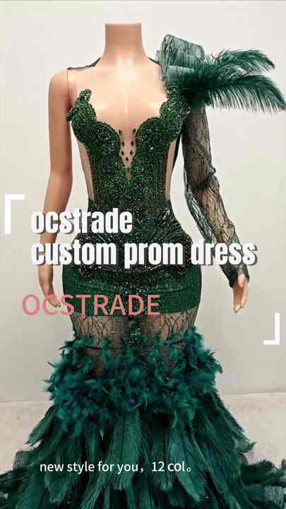 slim fit dress slacks Green Satin Lace Mermaid Off Shoulder Prom Dresses MP779 main image 1