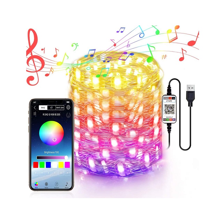 Hongshun водонепроницаемый смарт RGB Bluetooth APP управление изменение цвета светодиодный фонарь на медном проводе гирлянды Рождественские огни для дерево o