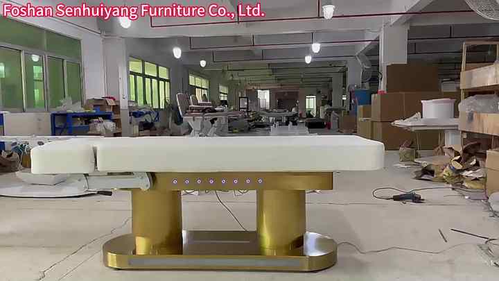 Professional Beauty Salon Luxury Pink Gold Spa Bed Beauty Equipment  Electric Cosmetic Table Massage Bed With Led Lighting