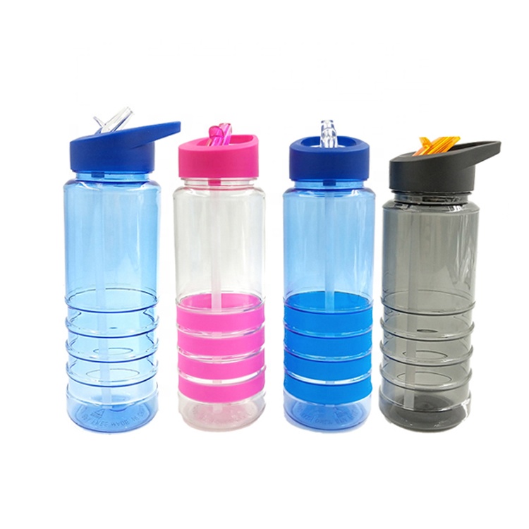 Дешевая пластиковая бутылка воды 750 мл ручка флип-топ крышек Спортивная бутылка с соломкой