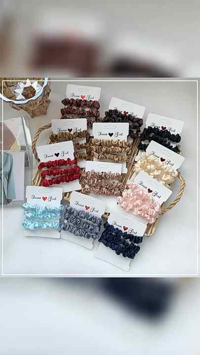 3 Pcs/Set New Style Stain Silk Scrunchies Rubber Head Bands  display picture 1