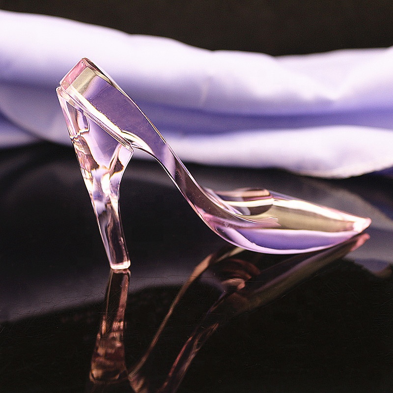 装饰豪华水晶项目水晶材料女士高跟鞋定制粉红色k9 水晶玻璃鞋纪念品