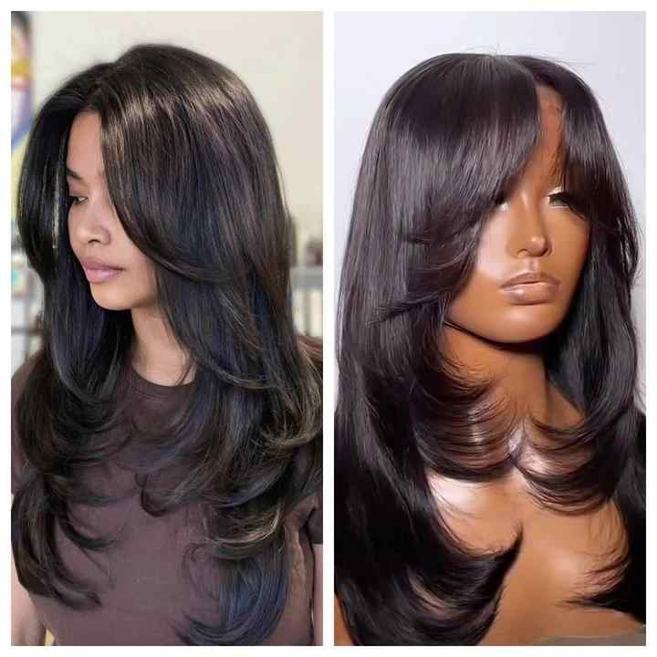 100 Human Hair Pre Cut 7x5 Lace Wavy Layer Cut Glueless Wig  display picture 1
