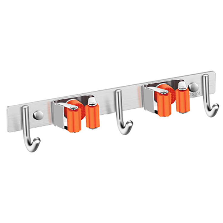 Оптовая продажа ванная комната туалет веник 304 швабра из нержавеющей стали стойка для настенного монтажа, не оставляющий следов надежный дизайн насадка для швабры крюк