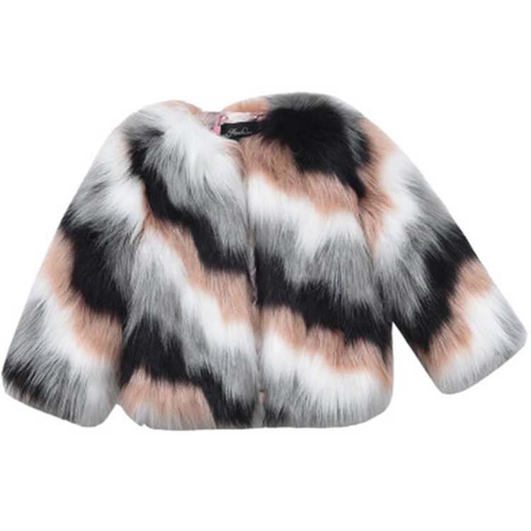 Детское меховое пальто из искусственного лисьего меха, утепленное теплое пальто с длинным рукавом, жаккардовая ткань