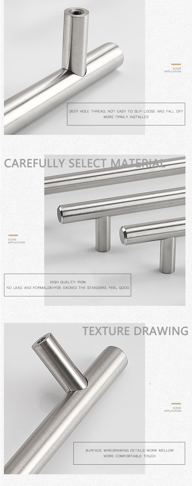 50%discount Simple Modern New Design Cabinet Handles 128 Mm Drawer Wardrobe Handle T Bar Pull //