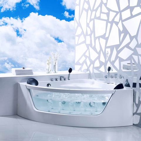 2人丙烯酸透明按摩喷射价格浴室玻璃纤维漩涡浴缸