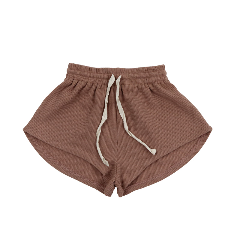 Коллекция 2021 года, модные летние хлопковые вафельные шорты с эластичной талией для маленьких мальчиков