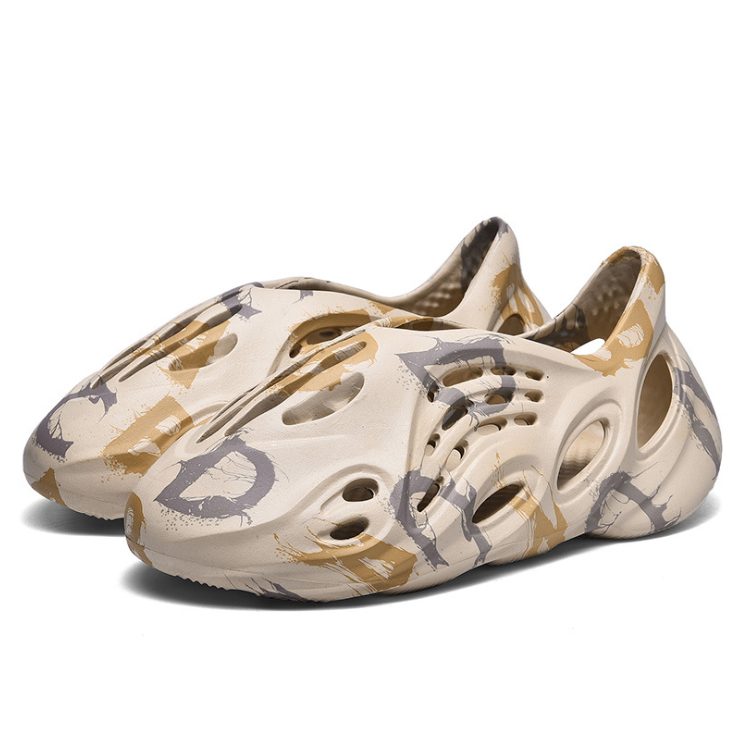 Горячая продажа; Пляжные сандалии; Большие размеры отверстие водонепроницаемого материала; Водонепроницаемая обувь EVA для кроссовок Yeezy с новыми принтованными узорами слайд пены для бега спортивные кроссовки