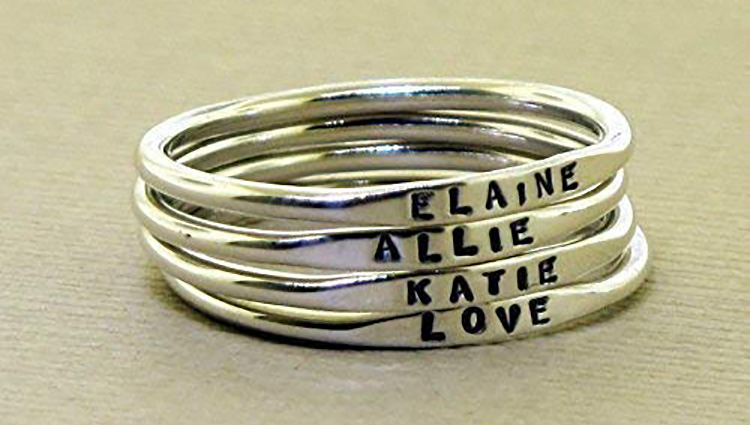 Fashion Tiny Stacking Dainty Stainless Steel Custom Word Personalized Delicate Name Ring