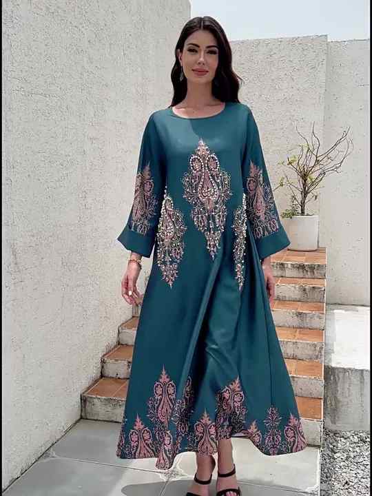 ethnic prom dress Ethnic Kids Embroidery Girls Abaya Long Maxi Dress Islamic Kaftan Jalabiya Prom