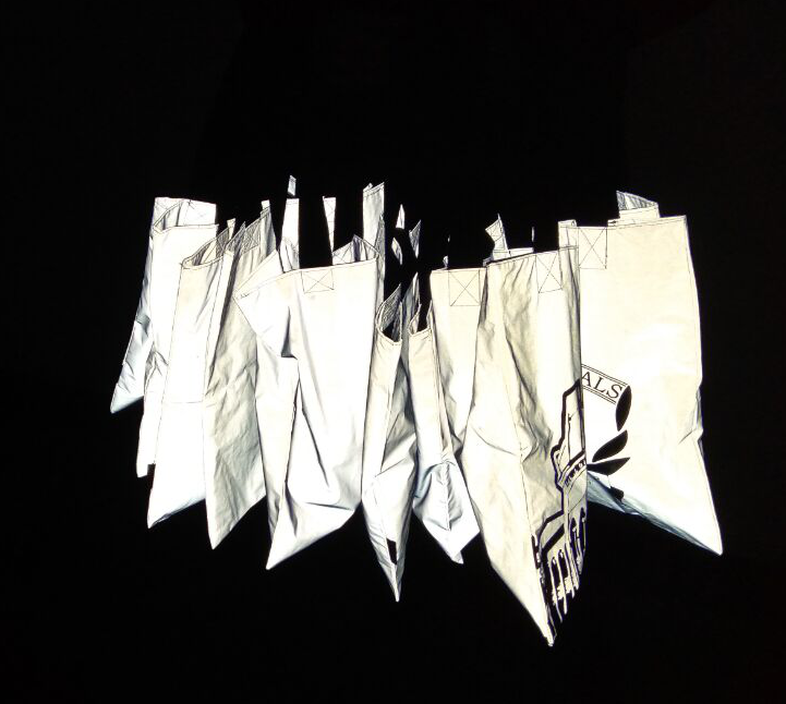 product-701-629 backcountry cycling travel small mini hi vis rainbow PU leather geometric luminous reflective string backpack drawstring bag