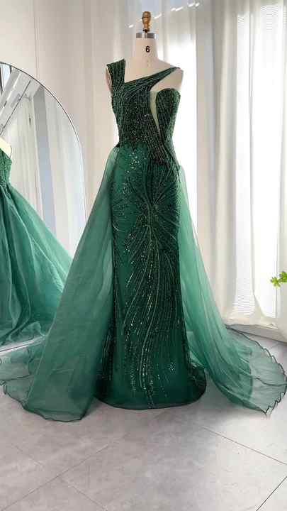 slim fit dress slacks Zapaka Women Mermaid Dark Green Formal Dress One Shoulder Pleated Long Party Dress, Dark Green / US10 main image 0