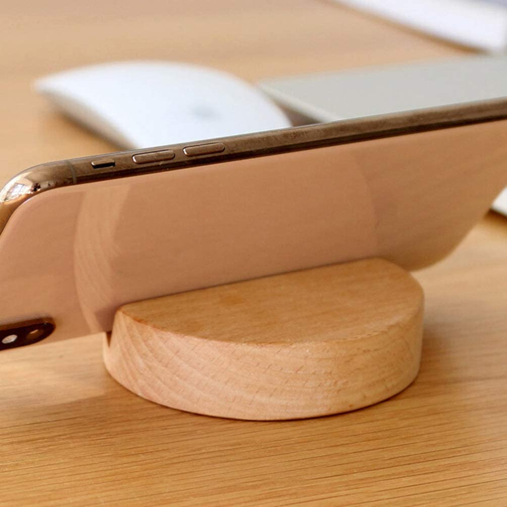 木制手机支架简单日式圆形底座智能手机桌面支架