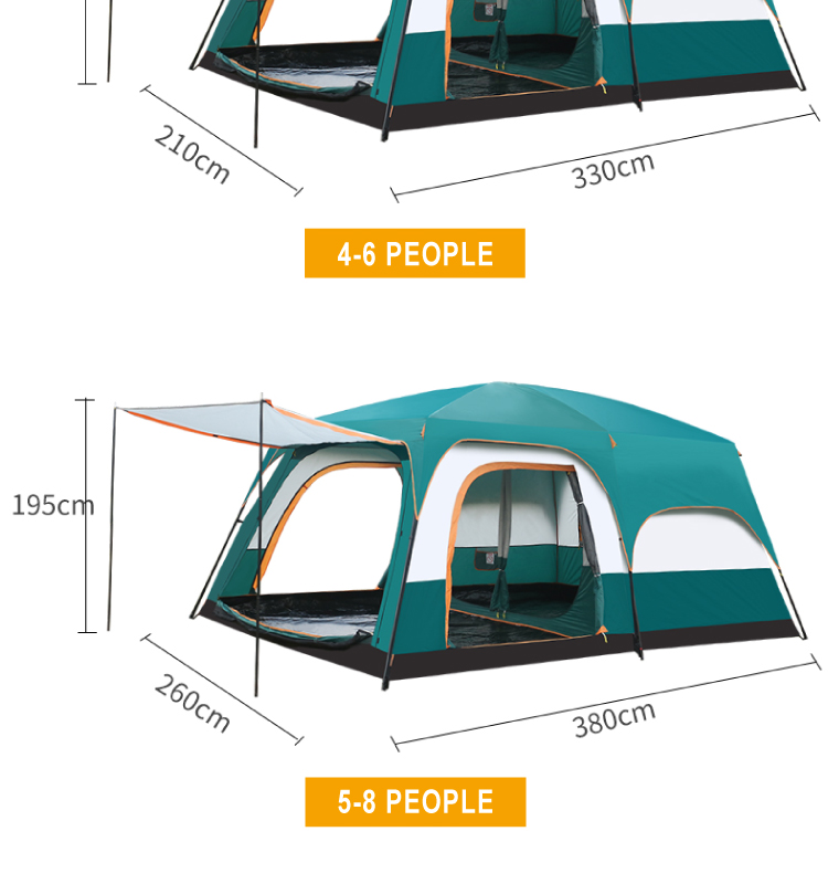 2021 Customized Wholesale, Luxury Wind Resistant Outdoor Large 8 10 12 Persons Hiking Glamping Family Camping Tents For Sale/