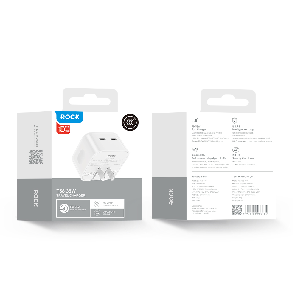 Gadgetoo Rock T38 35W Dual Port Usb C Travel Charger