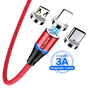 Free Shipping Best Quality Wholesale FLOVEME 3A Magnet Phone Charger 1M Nylon Led Magnetic Fast Charging Data Cable Micro Usb